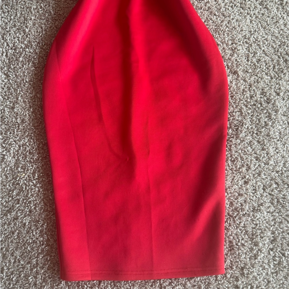 Boohoo Vibrant Red One-Shoulder Bodycon Midi Dress View 3